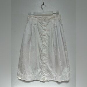 Vintage Christian Dior White A-Line Button Front Skirt with Pockets
